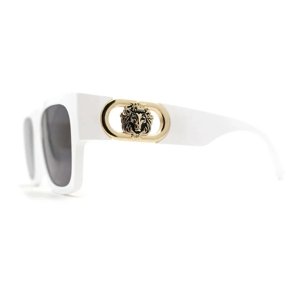 Sunglasses White Frame Gold Accents Kleo Men's Fashion Beach Outside Wear Lentes